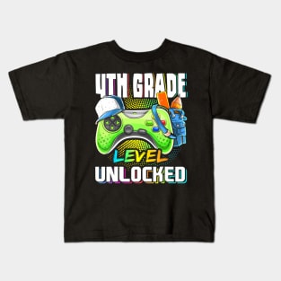 4Th Grade Level Unlocked Video Game Back To School Boys Kids T-Shirt